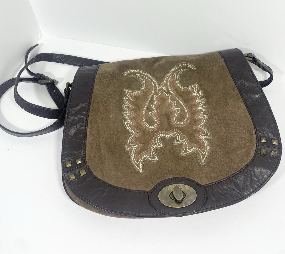 Durango Suede & Leather Embroidered Vintage Western Shoulder Saddle Bag 90's Y2k